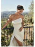 Ivory Satin Slit Modern Wedding Dress Ivory Satin Slit Modern Wedding Dress